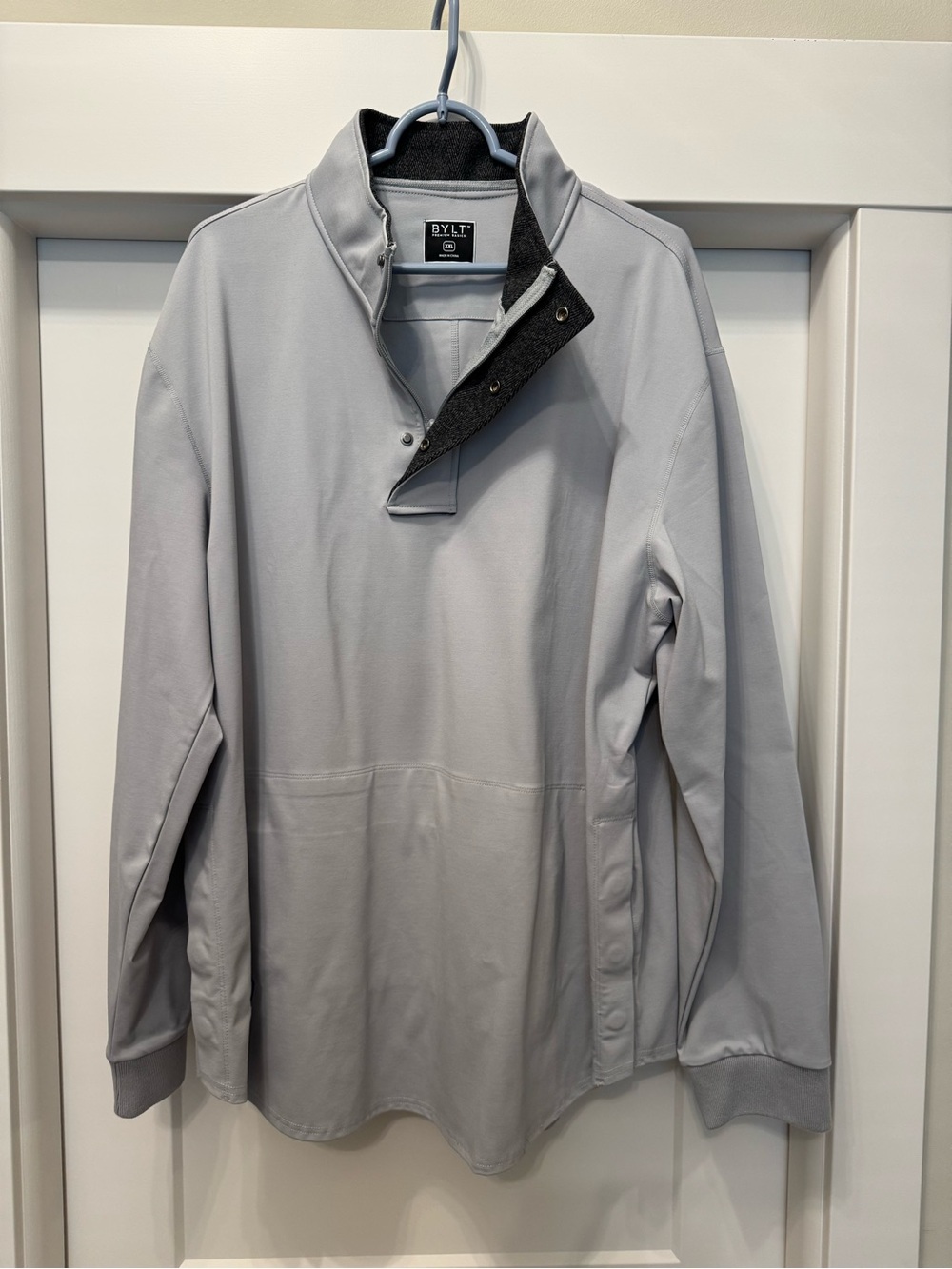 Men’s BYLT Quarter Zip Pullover with Snap Waist Closure - XXL - Light Gray